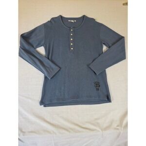 International Male Vintage 90s Henley Shirt Ribbed Long Sleeve XL Blue Local‎ 99